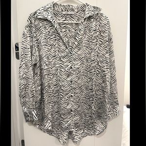 Zebra Print Button Down Blouse